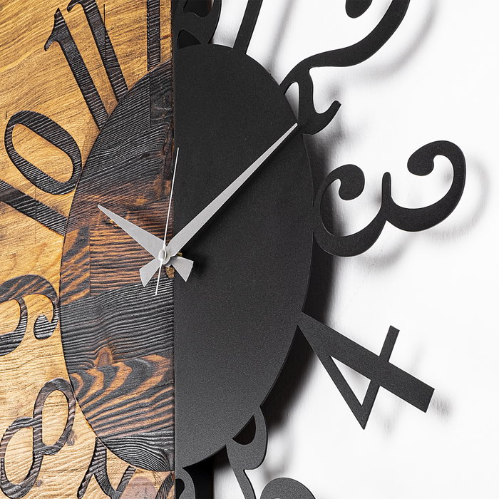 Wallity Reloj de pared decorativo de madera Nogal y Negro